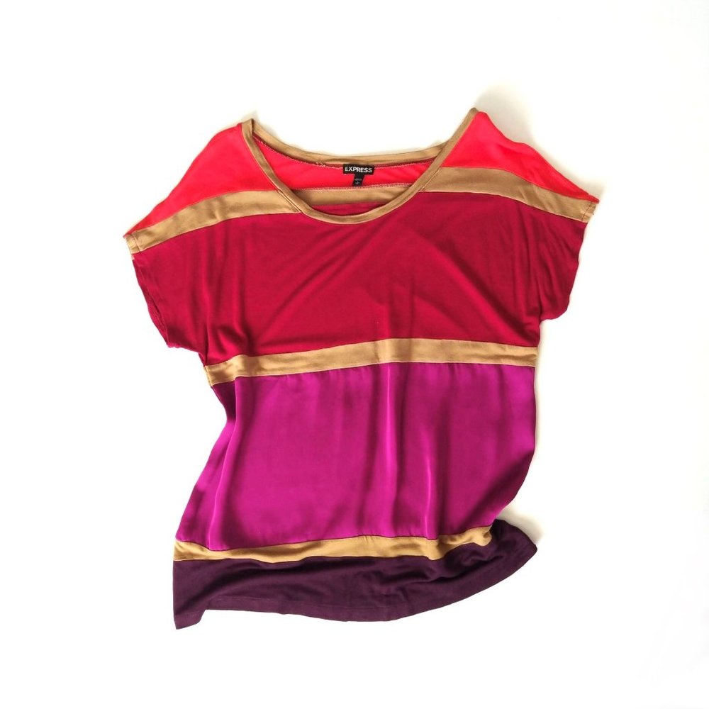Express Colorblock Top Size Small Women's short sleeve multicolor